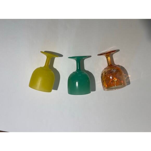 Vintage Large Frost Green, Frost Yellow, & Amber Goblets Impressed Star Pattern - Picture 3 of 14